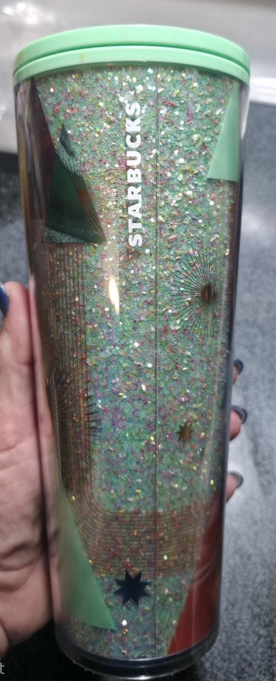 Starbucks Tumbler Glitter Christmas Tree Cup Holiday 2020 Cold Venti 24 oz Cup